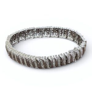 Diamond silver wave-link bracelet